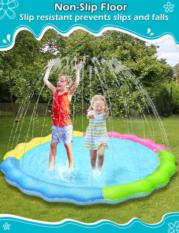 Kids Dog Splash Pad Sprinkler - Jasonwell Non Slip Dog Sprinkler Pad Splash Pool Puppy Dogs Pool Summer Outdoor Water Toys Backyard Durable Splash Pad for Toddlers Kids Small Medium Large Dogs Pet 60"